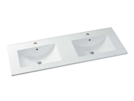 Hangend Badkamermeubel Met Inbouwwastafel - Lichte Naturel En Zwart - 120 Cm - Lannick