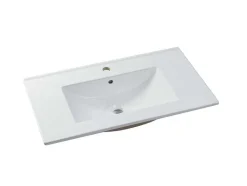 Hangend Badkamermeubel Met Ingebouwde Wastafel - Licht Naturel En Zwart - 80 Cm - Lannick