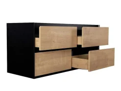 Hangend Badkamermeubel Met Inbouwwastafel - Lichte Naturel En Zwart - 120 Cm - Lannick
