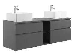 Hangend Badkamermeubel Met Dubbele Wastafel - Grijs - 150 Cm - Magdalena Ii