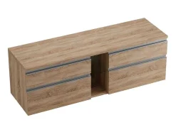 Hangend Badkamermeubel Met Dubbele Wastafel - Natuurlijk Licht Kleur - 150 Cm - Magdalena Ii