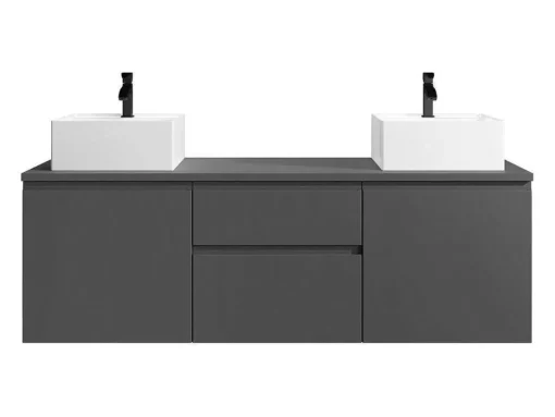 Hangend Badkamermeubel Met Dubbele Wastafel - Grijs - 150 Cm - Jimena Ii