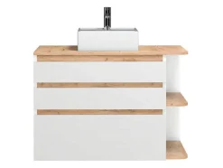 Hangend Badkamermeubel Met Wastafel - Naturel En Wit - 96 Cm - Anida
