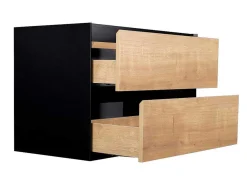 Hangend Badkamermeubel Met Ingebouwde Wastafel - Licht Naturel En Zwart - 80 Cm - Lannick