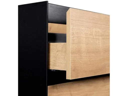 Hangend Badkamermeubel Met Ingebouwde Wastafel - Licht Naturel En Zwart - 80 Cm - Lannick