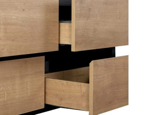 Hangend Badkamermeubel Met Inbouwwastafel - Lichte Naturel En Zwart - 120 Cm - Lannick