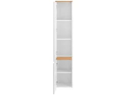 Hangend Badkamermeubel Met Wastafel, Zuil En Spiegelkast - Naturel En Wit - 94 Cm - Anid