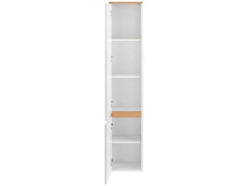 Hangend Badkamermeubel Met Wastafel, Zuil En Spiegelkast - Naturel En Wit - 94 Cm - Anid
