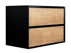 Hangend Badkamermeubel Met Ingebouwde Wastafel - Licht Naturel En Zwart - 80 Cm - Lannick