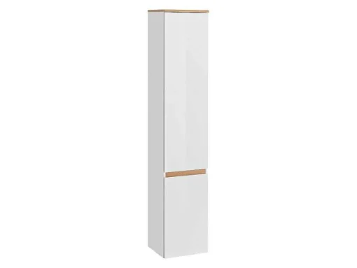 Hangend Badkamermeubel Met Wastafel, Zuil En Spiegelkast - Naturel En Wit - 94 Cm - Anid
