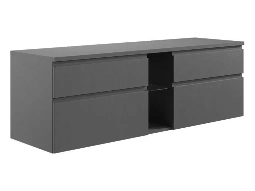 Hangend Badkamermeubel Met Dubbele Wastafel - Grijs - 150 Cm - Magdalena Ii