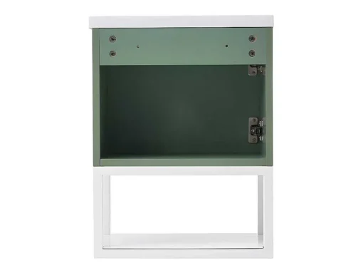Hangend Badkamermeubel Met Ingebouwde Wastafel - 1 Deur En 1 Open Metalen Plank - Lichtgroen (Kraan Niet Inbegrepen)