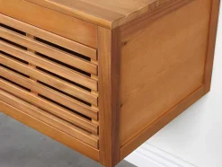 Hangend Badkamermeubel Van Acaciahout Met Dubbele Wastafel En Spiegels - 130 Cm - Penebel