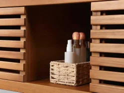 Hangend Badkamermeubel Van Acaciahout Met Dubbele Wastafel - 130 Cm - Penebel