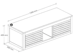Hangend Badkamermeubel Van Acaciahout Met Dubbele Wastafel - 130 Cm - Penebel