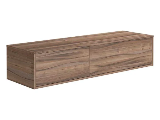 Hangend Badmeubel Met Donker Natuurlijke Kleur En Dubbele Wastafel - L150 Cm - Isaure Ii
