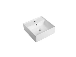 Hangend Bureau Van Donker Teakhout Met Zwarte Beugels En Wastafel - 80 X 50 Cm - Sukawati