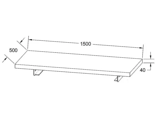 Hangend Bureau Van Donker Teakhout Met Zwarte Beugels En Dubbele Wastafel - 150 X 50 Cm - Sukawati
