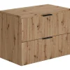 Hangend Geribbeld Badkamermeubel Met Wastafel Om Te Plaatsen - Licht Naturel - 80 Cm - Zevara