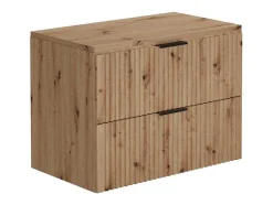 Hangend Geribbeld Badkamermeubel Met Wastafel Om Te Plaatsen - Licht Naturel - 80 Cm - Zevara