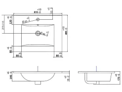 Hangend, Geribbeld Wastafelmeubel Met Opzetwastafel - Lichte Houtlook - L80 Cm - Zevara
