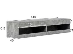 Hangend Tv-Meubel 140 Cm Met Led - Grijs