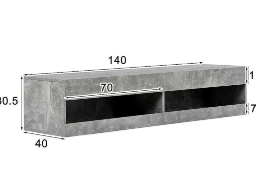 Hangend Tv-Meubel 140 Cm Met Led - Grijs
