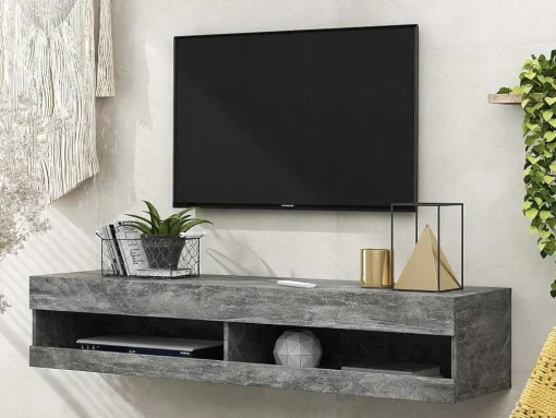 Hangend Tv-Meubel 140 Cm Met Led - Grijs
