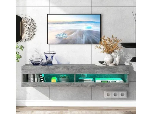Hangend Tv-Meubel 140 Cm Met Led - Grijs