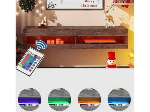 Hangend Tv-Meubel 140 Cm Met Led - Grijs