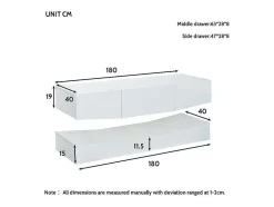 Hangend Tv-Meubel - Glanzend Gelakt - Led'S - Spaanplaat - Wit