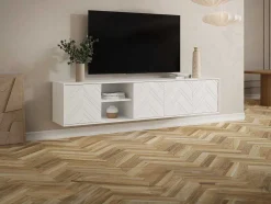 Hangend Tv-Meubel Met 4 Deuren En 2 Nissen Van Mdf - Wit - Redonia