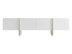 Hangend Tv-Meubel Met 4 Deuren Van Mdf - Wit En Goud - Luvonia