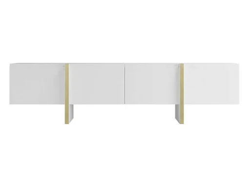 Hangend Tv-Meubel Met 4 Deuren Van Mdf - Wit En Goud - Luvonia