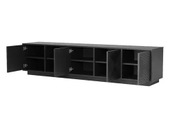 Hangend Tv-Meubel Met 4 Deuren En 2 Nissen Van Mdf - Zwart - Mezulia