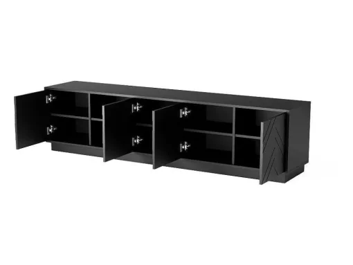 Hangend Tv-Meubel Met 4 Deuren En 2 Nissen Van Mdf - Zwart - Redonia