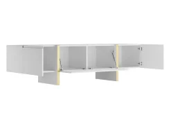 Hangend Tv-Meubel Met 4 Deuren Van Mdf - Wit En Goud - Luvonia