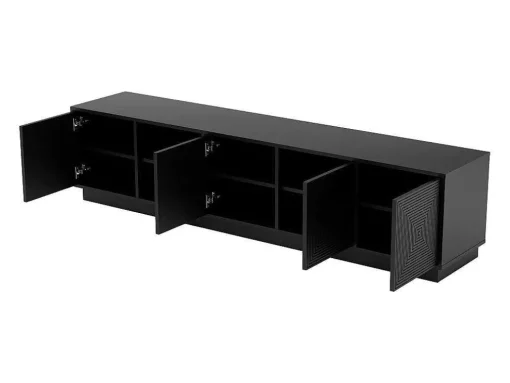 Hangend Tv-Meubel Met 4 Deuren En 2 Nissen Van Mdf - Zwart - Mezulia