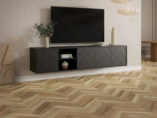 Hangend Tv-Meubel Met 4 Deuren En 2 Nissen Van Mdf - Zwart - Redonia