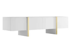 Hangend Tv-Meubel Met 4 Deuren Van Mdf - Wit En Goud - Luvonia
