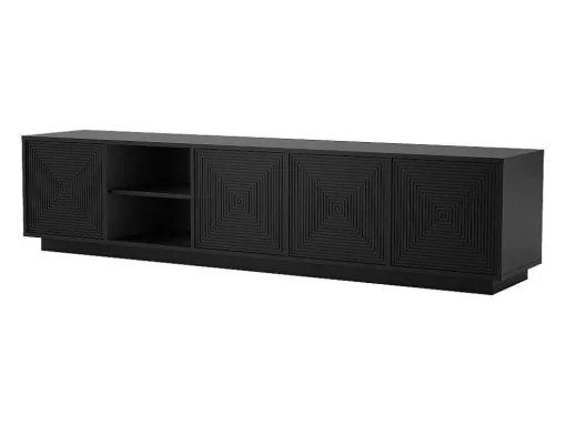 Hangend Tv-Meubel Met 4 Deuren En 2 Nissen Van Mdf - Zwart - Mezulia