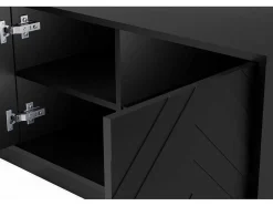 Hangend Tv-Meubel Met 4 Deuren En 2 Nissen Van Mdf - Zwart - Redonia
