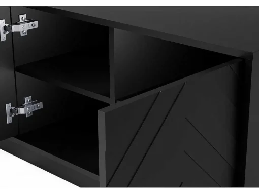 Hangend Tv-Meubel Met 4 Deuren En 2 Nissen Van Mdf - Zwart - Redonia