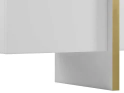 Hangend Tv-Meubel Met 4 Deuren Van Mdf - Wit En Goud - Luvonia