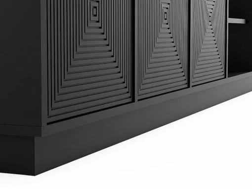 Hangend Tv-Meubel Met 4 Deuren En 2 Nissen Van Mdf - Zwart - Mezulia