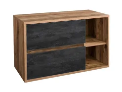 Hangend Wastafelmeubel - Naturel En Antraciet - 100 Cm - Tikitiki