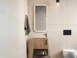 Hangend Wastafelmeubel Met Nis - 40 Cm - Licht Naturel - Lopena