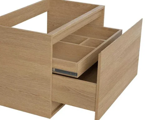 Hangend Wastafelmeubel Met Opzetwastafel In Steen Eikenfineer 80 Cm Mesliva