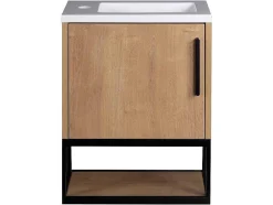 Hangend Wastafelmeubel Met Nis - 40 Cm - Licht Naturel - Lopena