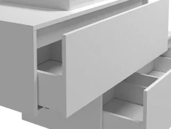 Hangende Badkamerkast In Wit Met Enkele Wastafel En Twee Lades - 94 Cm - Teana Ii